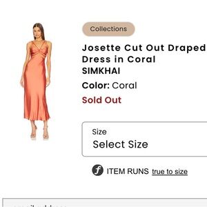 Jonathan Simkai size 6 satin effect dress in coral
